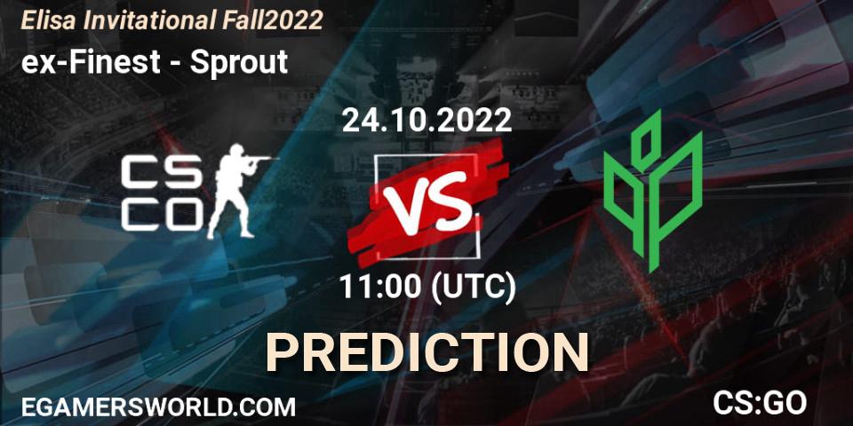 ex-Finest vs Sprout: Betting TIp, Match Prediction. 24.10.2022 at 11:00. Counter-Strike (CS2), Elisa Invitational Fall 2022