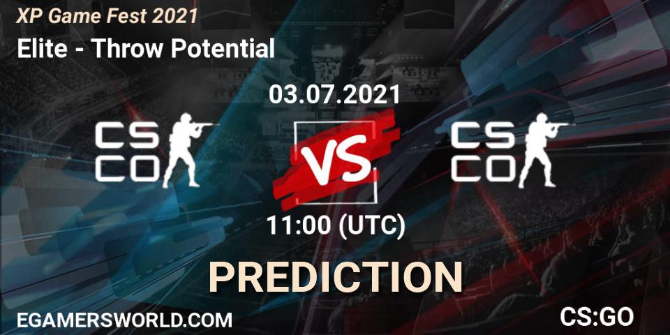 Elite vs Throw Potential: Betting TIp, Match Prediction. 03.07.2021 at 11:00. Counter-Strike (CS2), XP Game Fest 2021
