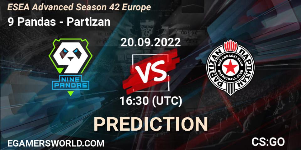 9 Pandas vs Partizan: Betting TIp, Match Prediction. 20.09.2022 at 16:30. Counter-Strike (CS2), ESEA Season 42: Advanced Division - Europe