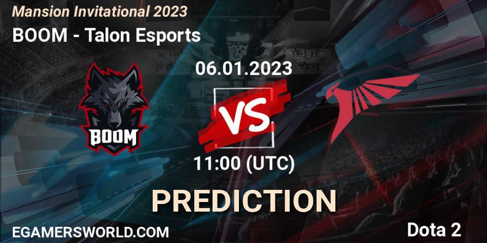 BOOM vs Talon Esports: Betting TIp, Match Prediction. 07.01.2023 at 06:50. Dota 2, Mansion Invitational 2023