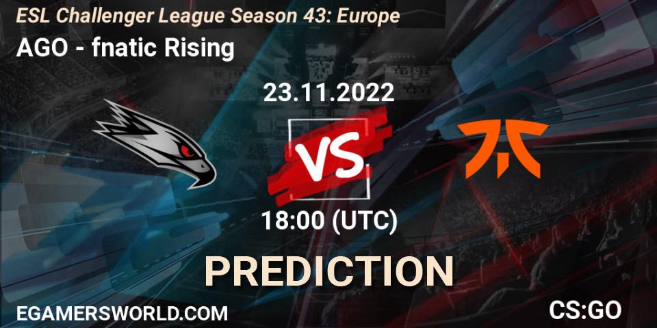AGO vs fnatic Rising: Betting TIp, Match Prediction. 23.11.22. CS2 (CS:GO), ESL Challenger League Season 43: Europe