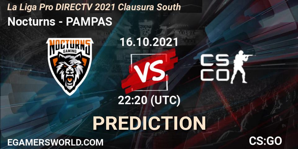 Nocturns vs PAMPAS: Betting TIp, Match Prediction. 16.10.21. CS2 (CS:GO), La Liga Season 4: Sur Pro Division - Clausura