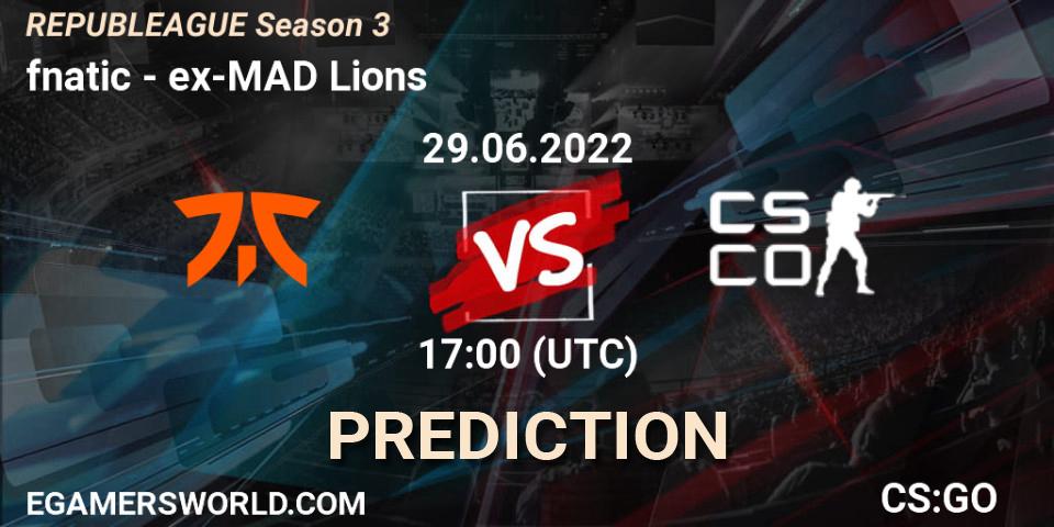 fnatic vs ex-MAD Lions: Betting TIp, Match Prediction. 29.06.2022 at 17:00. Counter-Strike (CS2), REPUBLEAGUE Season 3