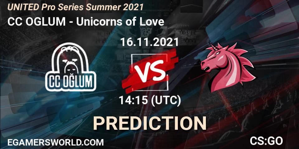 CC OGLUM vs Unicorns of Love: Betting TIp, Match Prediction. 16.11.21. CS2 (CS:GO), UNITED Pro Series Summer 2021
