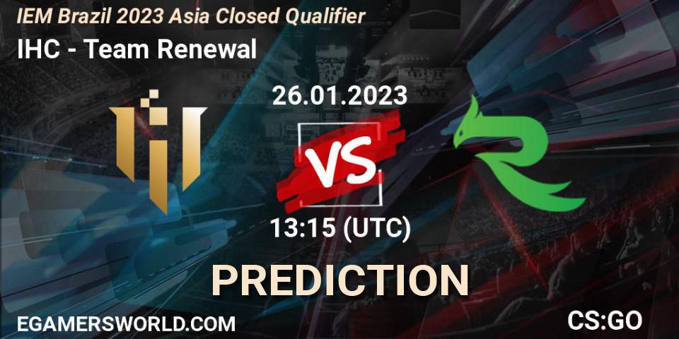 IHC vs Team Renewal: Betting TIp, Match Prediction. 26.01.23. CS2 (CS:GO), IEM Brazil Rio 2023 Asia Closed Qualifier