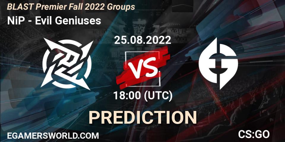 NiP vs Evil Geniuses: Betting TIp, Match Prediction. 25.08.22. CS2 (CS:GO), BLAST Premier Fall 2022 Groups