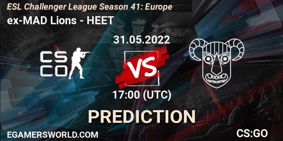 ex-MAD Lions vs HEET: Betting TIp, Match Prediction. 31.05.2022 at 17:00. Counter-Strike (CS2), ESL Challenger League Season 41: Europe