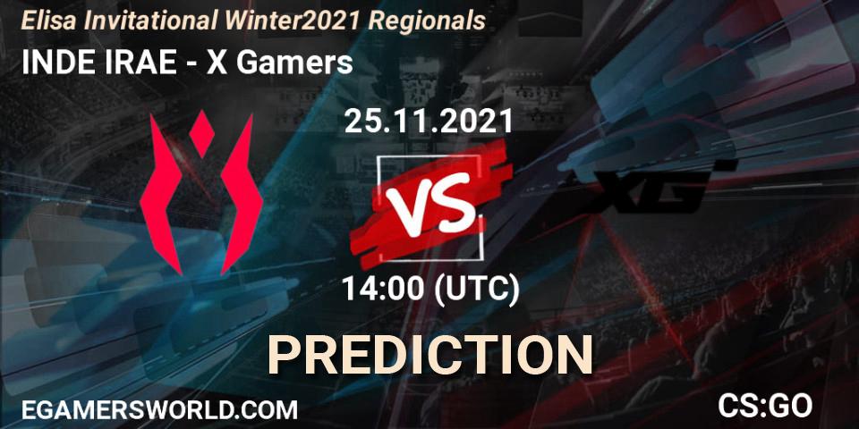 INDE IRAE vs X Gamers: Betting TIp, Match Prediction. 25.11.2021 at 14:00. Counter-Strike (CS2), Elisa Invitational Winter 2021 Regionals