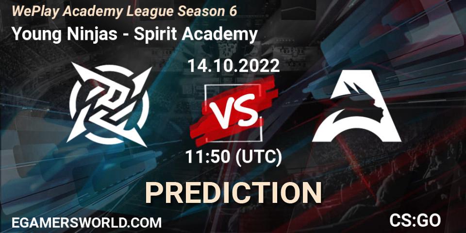 Young Ninjas vs Spirit Academy: Betting TIp, Match Prediction. 14.10.2022 at 11:50. Counter-Strike (CS2), WePlay Academy League Season 6