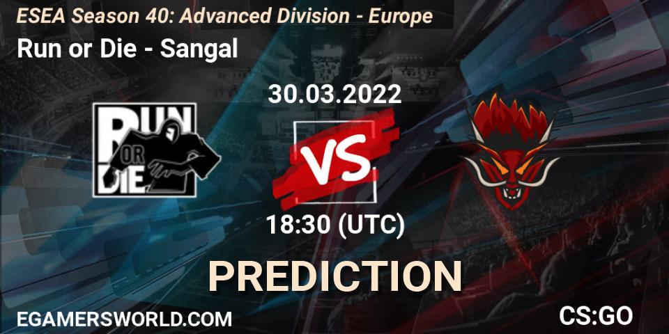 Run or Die vs Sangal: Betting TIp, Match Prediction. 30.03.22. CS2 (CS:GO), ESEA Season 40: Advanced Division - Europe