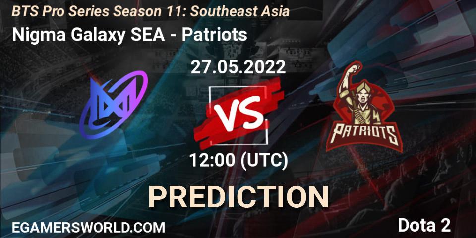 Nigma Galaxy SEA vs Patriots: Betting TIp, Match Prediction. 30.05.2022 at 12:00. Dota 2, BTS Pro Series Season 11: Southeast Asia