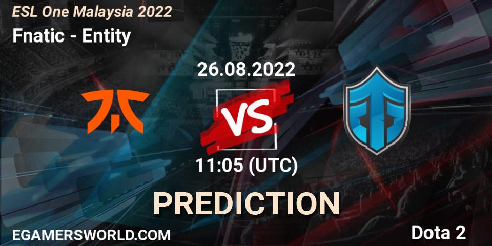 Fnatic vs Entity: Betting TIp, Match Prediction. 26.08.22. Dota 2, ESL One Malaysia 2022