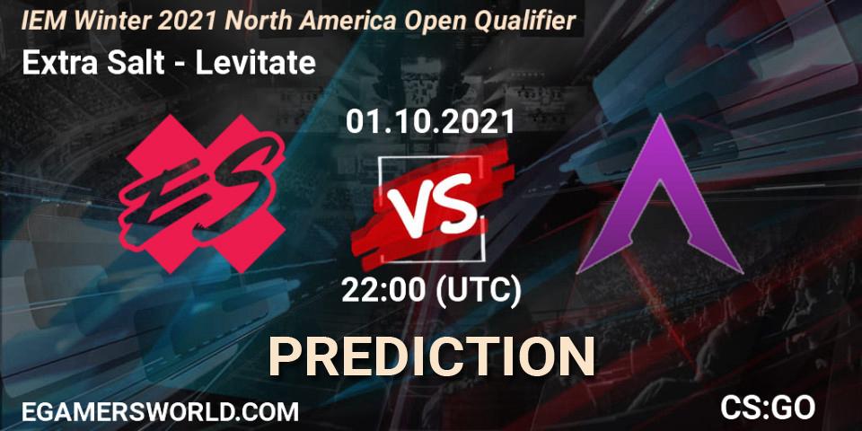 Extra Salt vs Levitate: Betting TIp, Match Prediction. 01.10.2021 at 22:00. Counter-Strike (CS2), IEM Winter 2021 North America Open Qualifier