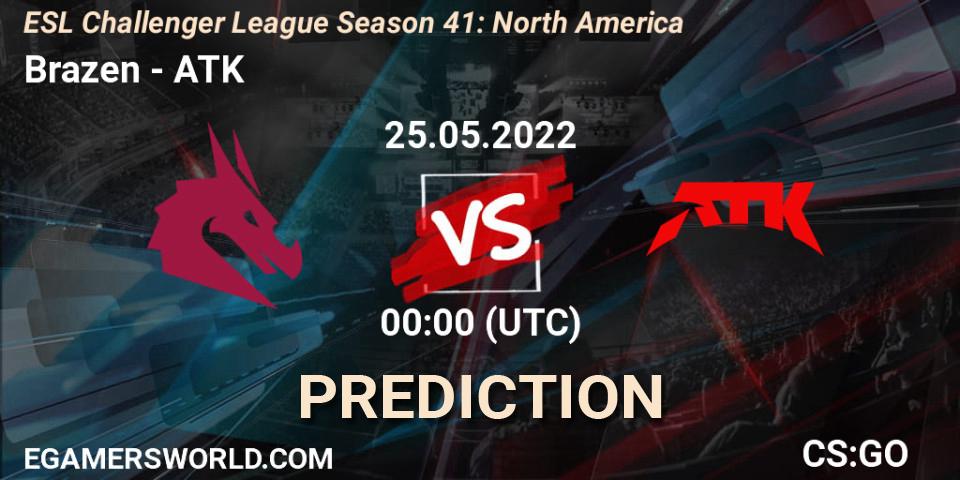 Brazen vs ATK: Betting TIp, Match Prediction. 25.05.2022 at 00:00. Counter-Strike (CS2), ESL Challenger League Season 41: North America