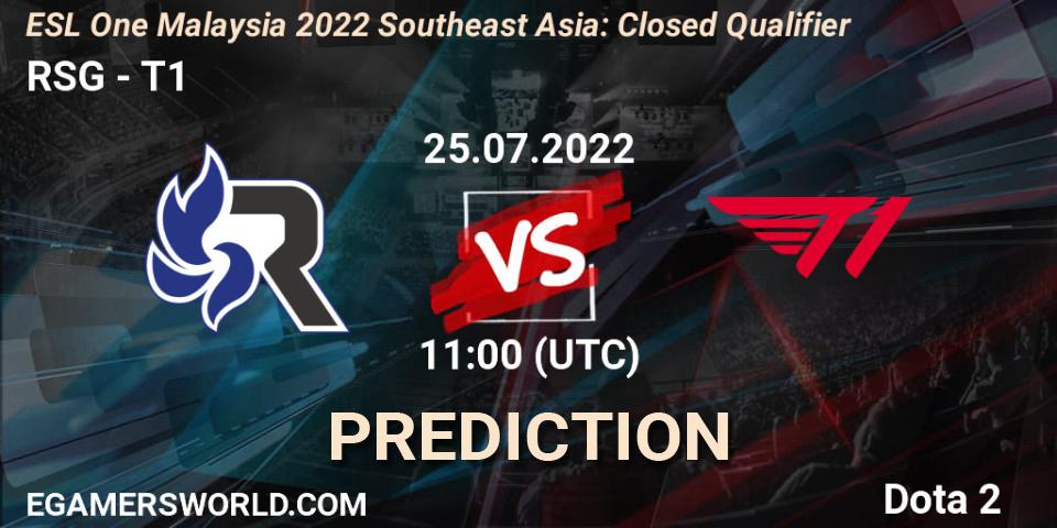 RSG vs T1: Betting TIp, Match Prediction. 25.07.2022 at 11:00. Dota 2, ESL One Malaysia 2022 Southeast Asia: Closed Qualifier