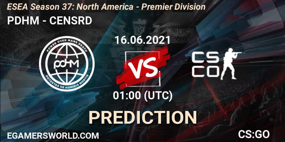 PDHM vs CENSRD: Betting TIp, Match Prediction. 16.06.21. CS2 (CS:GO), ESEA Season 37: North America - Premier Division