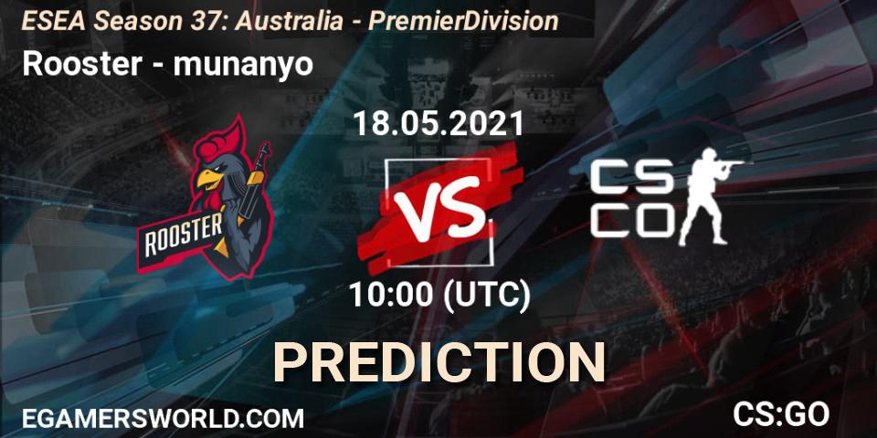 Rooster vs munanyo: Betting TIp, Match Prediction. 18.05.21. CS2 (CS:GO), ESEA Season 37: Australia - Premier Division