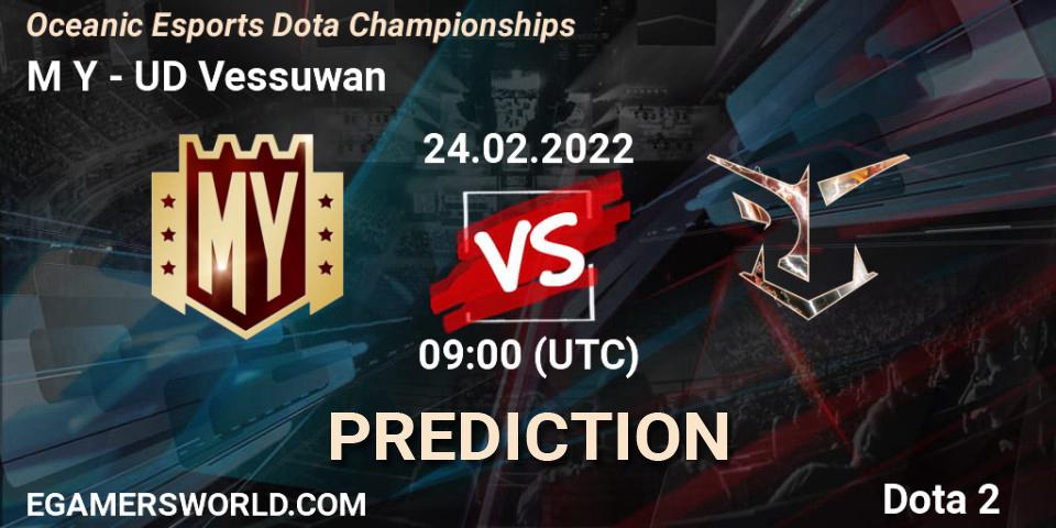 M Y vs UD Vessuwan: Betting TIp, Match Prediction. 24.02.2022 at 11:04. Dota 2, Oceanic Esports Dota Championships