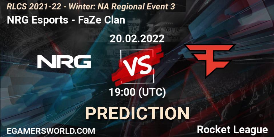 NRG Esports vs FaZe Clan: Betting TIp, Match Prediction. 20.02.2022 at 19:00. Rocket League, RLCS 2021-22 - Winter: NA Regional Event 3