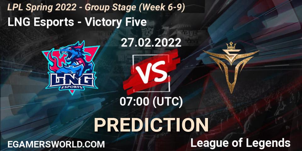LNG Esports vs Victory Five: Betting TIp, Match Prediction. 27.02.22. LoL, LPL Spring 2022 - Group Stage (Week 6-9)