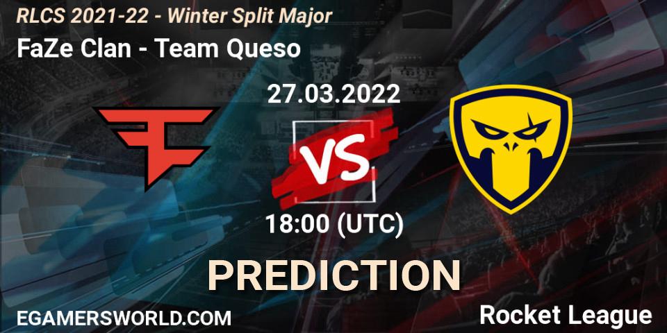 FaZe Clan vs Team Queso: Betting TIp, Match Prediction. 27.03.2022 at 18:00. Rocket League, RLCS 2021-22 - Winter Split Major