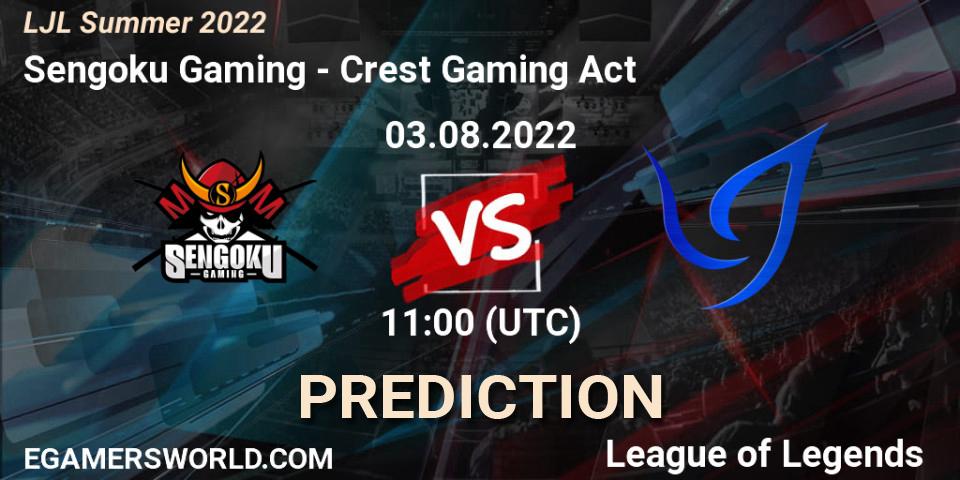 Sengoku Gaming vs Crest Gaming Act: Betting TIp, Match Prediction. 03.08.22. LoL, LJL Summer 2022