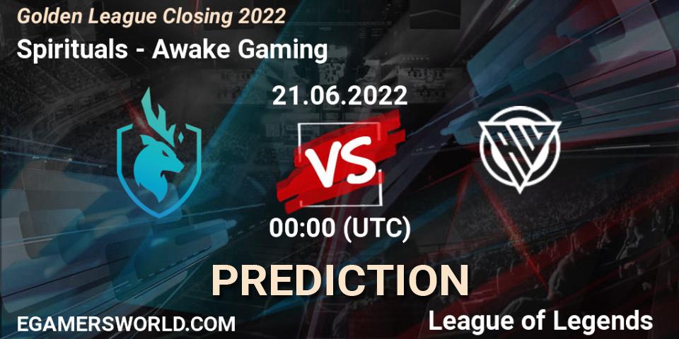 Spirituals vs Awake Gaming: Betting TIp, Match Prediction. 21.06.22. LoL, Golden League Closing 2022