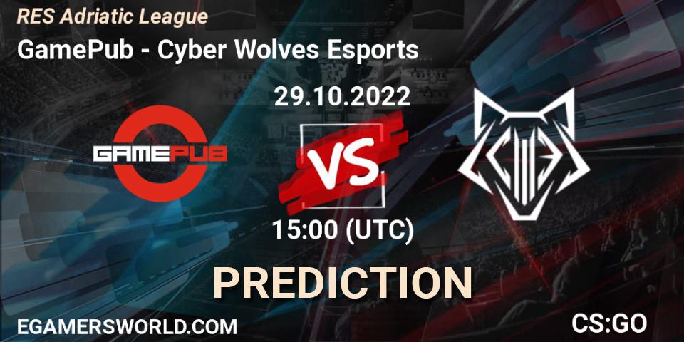 GamePub vs Cyber Wolves Esports: Betting TIp, Match Prediction. 30.10.22. CS2 (CS:GO), RES Adriatic League