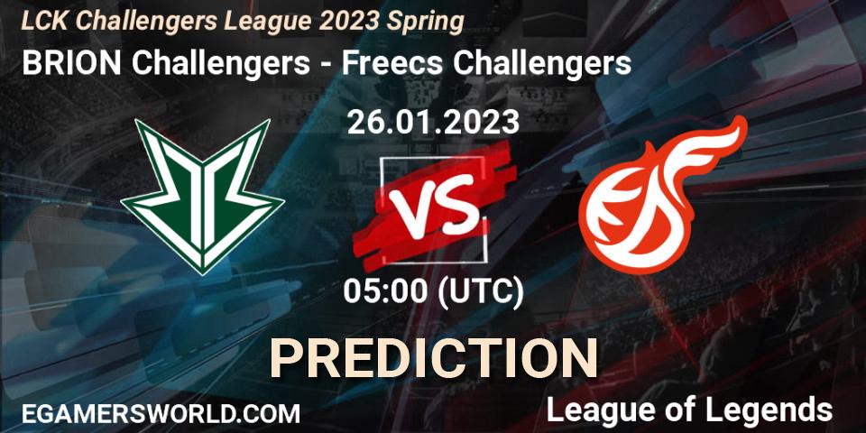 Brion Esports Challengers vs Freecs Challengers: Betting TIp, Match Prediction. 26.01.2023 at 05:00. LoL, LCK Challengers League 2023 Spring
