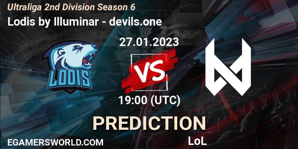 Lodis by Illuminar vs devils.one: Betting TIp, Match Prediction. 27.01.2023 at 19:00. LoL, Ultraliga 2nd Division Season 6