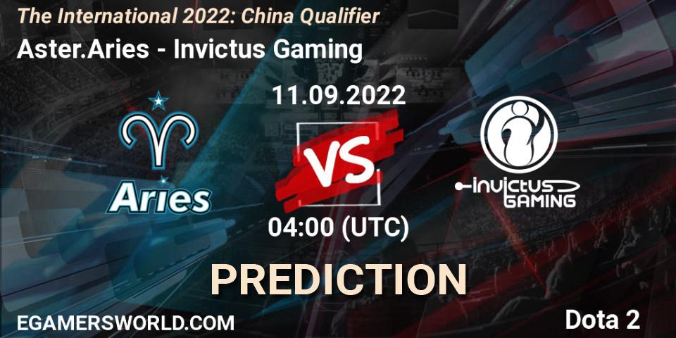 Aster.Aries vs Invictus Gaming: Betting TIp, Match Prediction. 11.09.22. Dota 2, The International 2022: China Qualifier