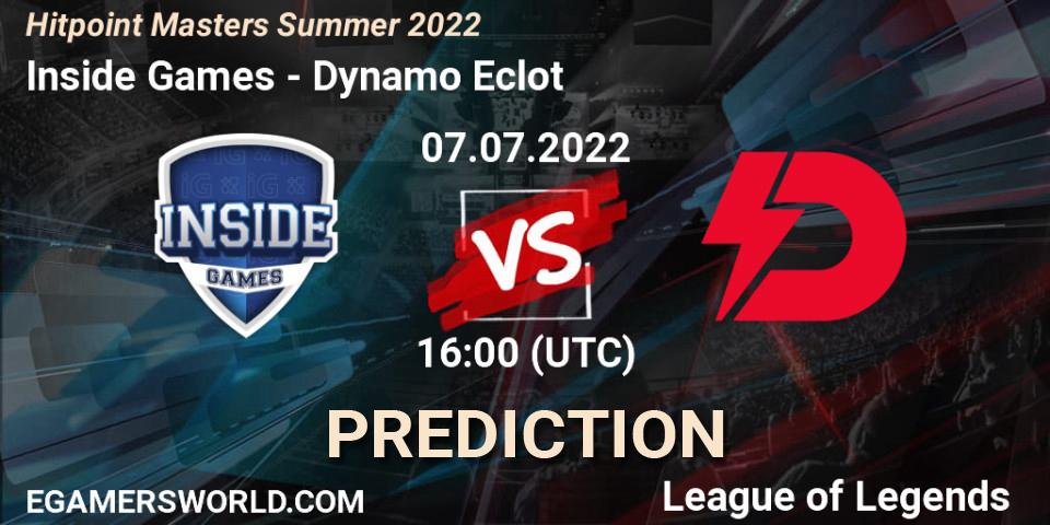 Inside Games vs Dynamo Eclot: Betting TIp, Match Prediction. 07.07.22. LoL, Hitpoint Masters Summer 2022