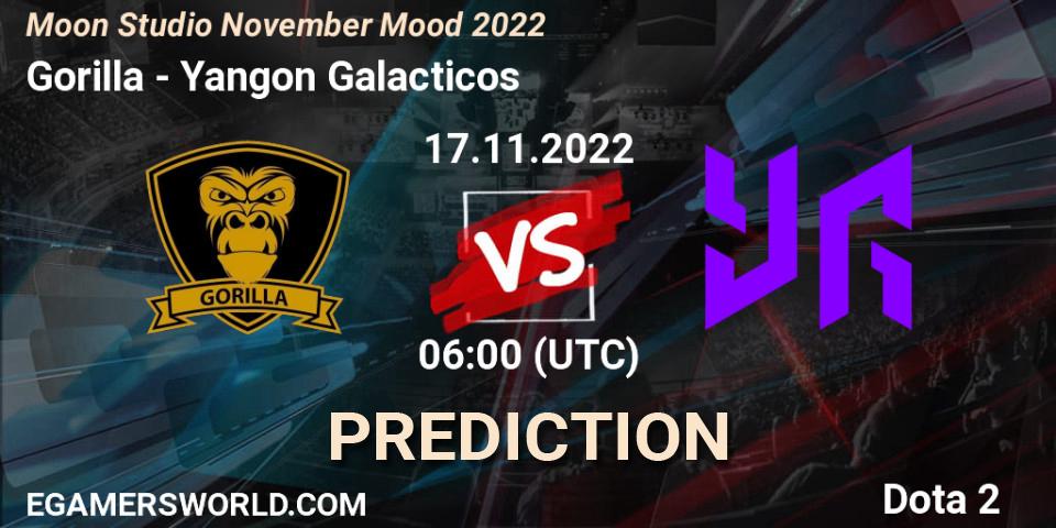 Gorilla vs Yangon Galacticos: Betting TIp, Match Prediction. 17.11.2022 at 05:59. Dota 2, Moon Studio November Mood 2022