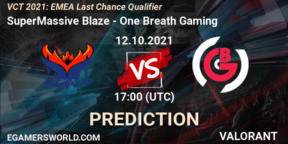 SuperMassive Blaze vs One Breath Gaming: Betting TIp, Match Prediction. 12.10.2021 at 17:00. VALORANT, VCT 2021: EMEA Last Chance Qualifier