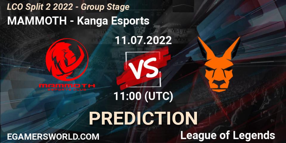 MAMMOTH vs Kanga Esports: Betting TIp, Match Prediction. 11.07.2022 at 11:00. LoL, LCO Split 2 2022 - Group Stage