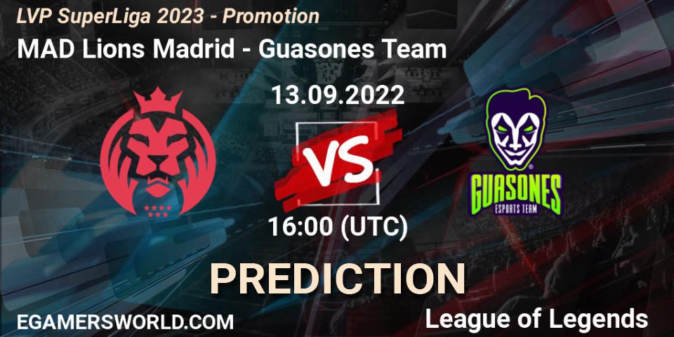 MAD Lions Madrid vs Guasones Team: Betting TIp, Match Prediction. 13.09.22. LoL, LVP SuperLiga 2023 - Promotion