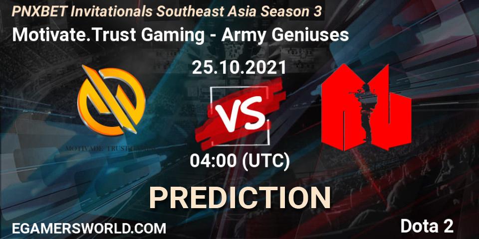 Motivate.Trust Gaming vs Army Geniuses: Betting TIp, Match Prediction. 22.10.2021 at 08:18. Dota 2, PNXBET Invitationals Southeast Asia Season 3