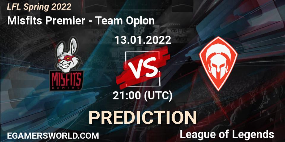 Misfits Premier vs Team Oplon: Betting TIp, Match Prediction. 13.01.22. LoL, LFL Spring 2022