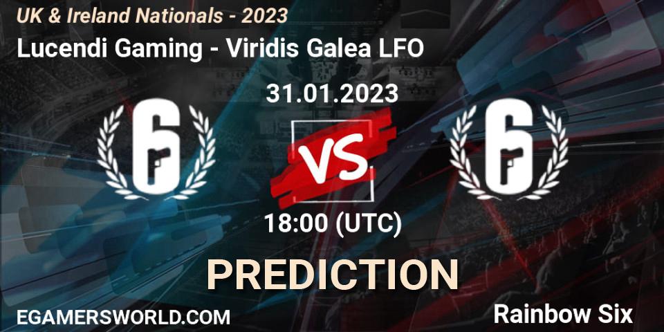Lucendi Gaming vs Viridis Galea LFO: Betting TIp, Match Prediction. 31.01.2023 at 18:00. Rainbow Six, UK & Ireland Nationals - 2023