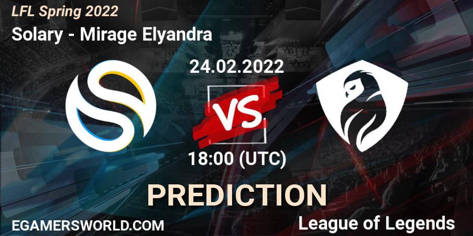 Solary vs Mirage Elyandra: Betting TIp, Match Prediction. 24.02.2022 at 18:00. LoL, LFL Spring 2022