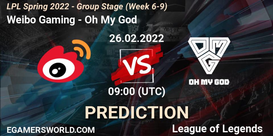 Weibo Gaming vs Oh My God: Betting TIp, Match Prediction. 26.02.22. LoL, LPL Spring 2022 - Group Stage (Week 6-9)