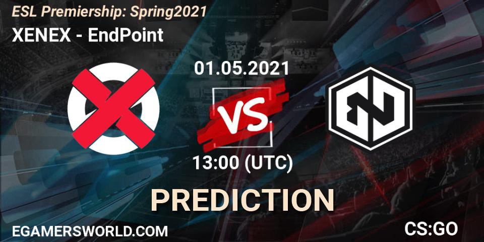 XENEX vs EndPoint: Betting TIp, Match Prediction. 01.05.2021 at 13:00. Counter-Strike (CS2), ESL Premiership: Spring 2021