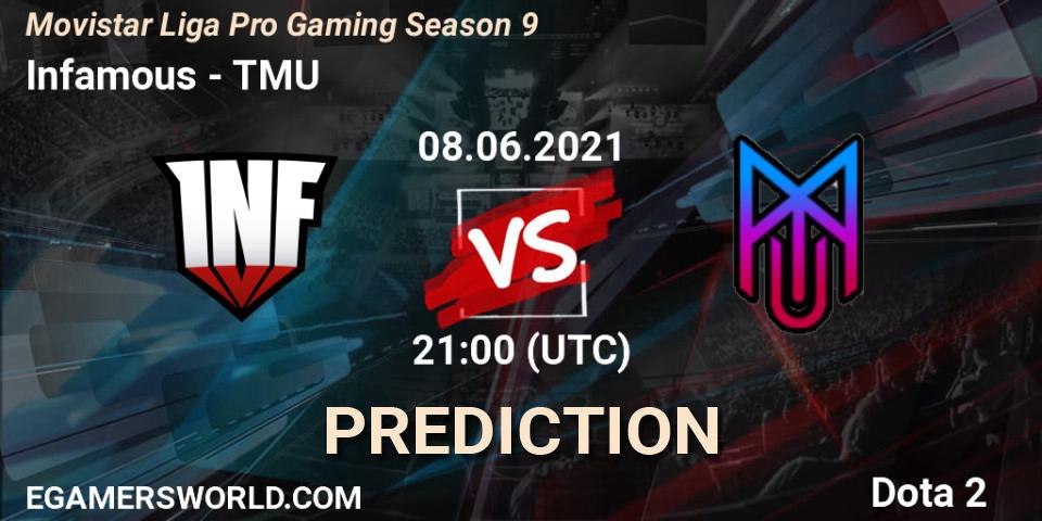 Infamous vs TMU: Betting TIp, Match Prediction. 09.06.2021 at 00:14. Dota 2, Movistar Liga Pro Gaming Season 9