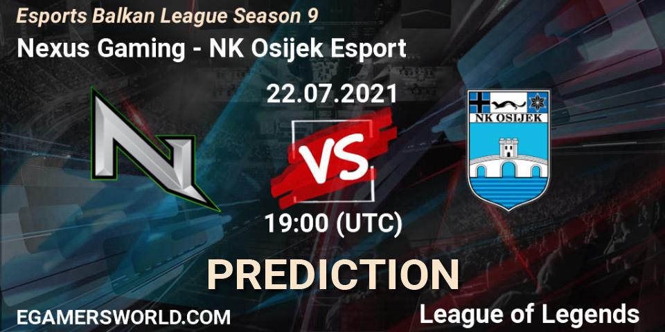 Nexus Gaming vs NK Osijek Esport: Betting TIp, Match Prediction. 22.07.21. LoL, Esports Balkan League Season 9