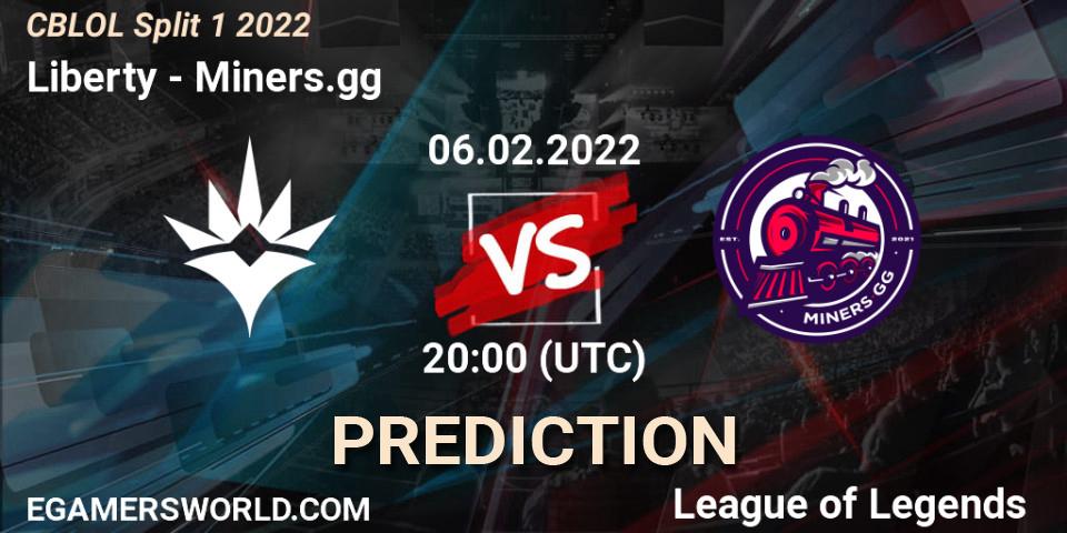 Liberty vs Miners.gg: Betting TIp, Match Prediction. 06.02.2022 at 20:00. LoL, CBLOL Split 1 2022