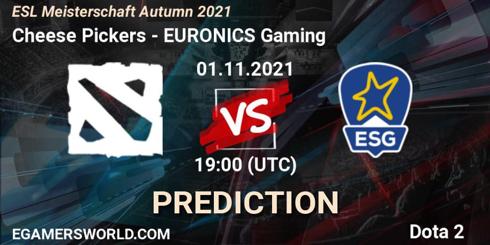 Cheese Pickers vs EURONICS Gaming: Betting TIp, Match Prediction. 01.11.2021 at 20:00. Dota 2, ESL Meisterschaft Autumn 2021