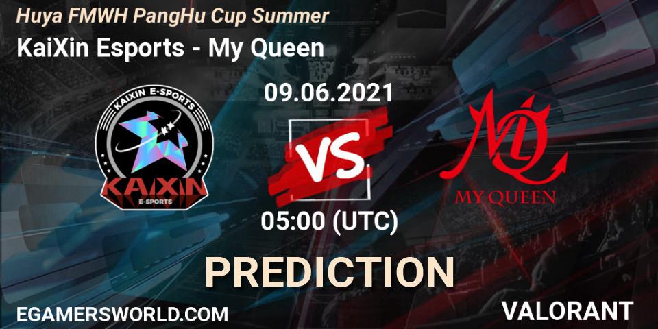 KaiXin Esports vs My Queen: Betting TIp, Match Prediction. 09.06.2021 at 05:00. VALORANT, Huya FMWH PangHu Cup Summer