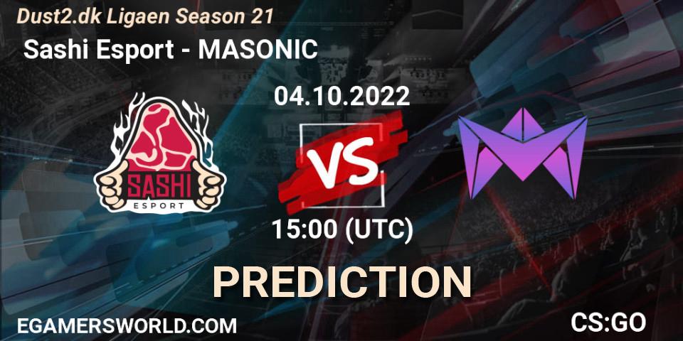  Sashi Esport vs MASONIC: Betting TIp, Match Prediction. 04.10.2022 at 16:00. Counter-Strike (CS2), Dust2.dk Ligaen Season 21