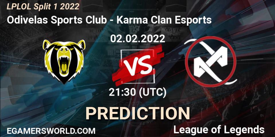 Odivelas Sports Club vs Karma Clan Esports: Betting TIp, Match Prediction. 02.02.2022 at 21:30. LoL, LPLOL Split 1 2022
