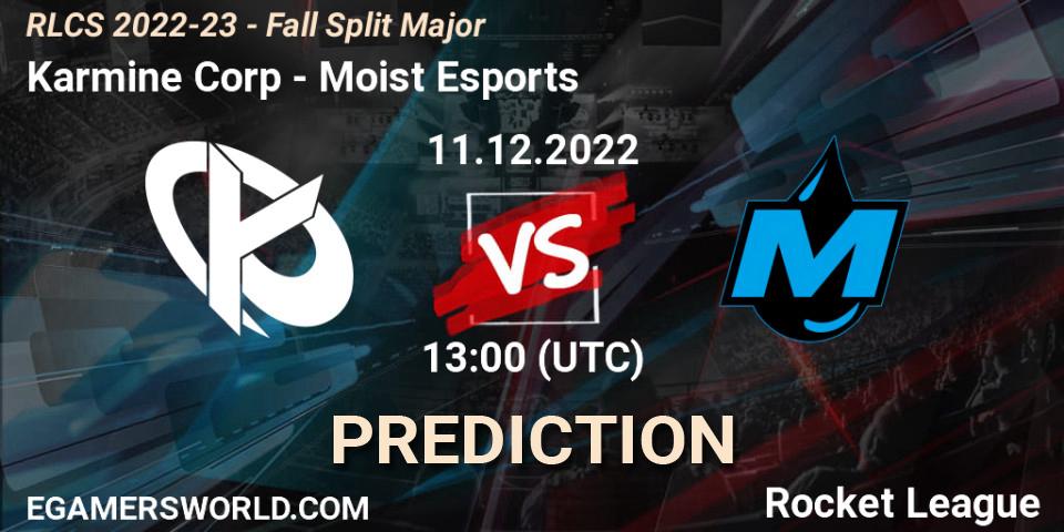 Karmine Corp vs Moist Esports: Betting TIp, Match Prediction. 11.12.2022 at 14:10. Rocket League, RLCS 2022-23 - Fall Split Major